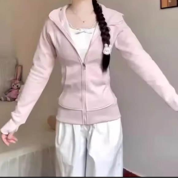 Pink Zip-Up Hoodie Size small - Picture 6 of 6